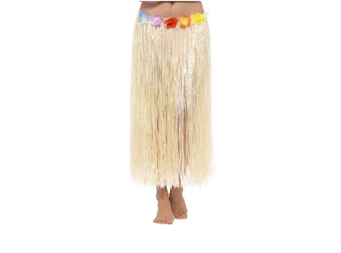 jupe vahiné raphia nature avec fleurs 80cm