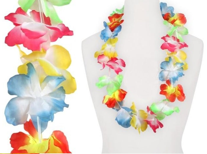 collier de 40 fleurs épais tahiti multicolore 110mm