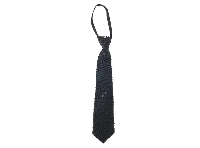 cravate à sequins noir 46cm