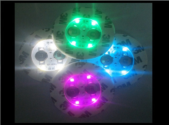 lot de 4 pastilles lumineuses sous verre 4 led''s pink