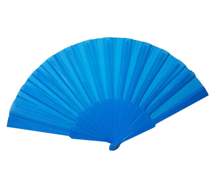 éventail plastique, bleu 22cm