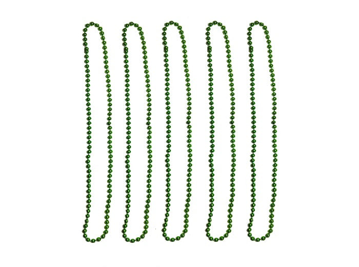lot de 10 colliers de perles effet métallisé vert 90cm
