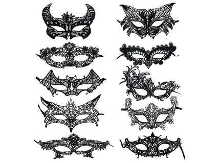masque loup dentelles noir mix ii