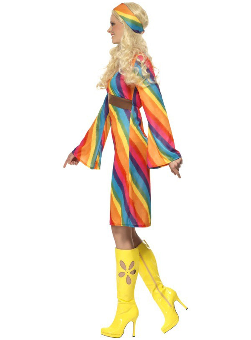 Déguisement de hippie arc-en-ciel pour femme