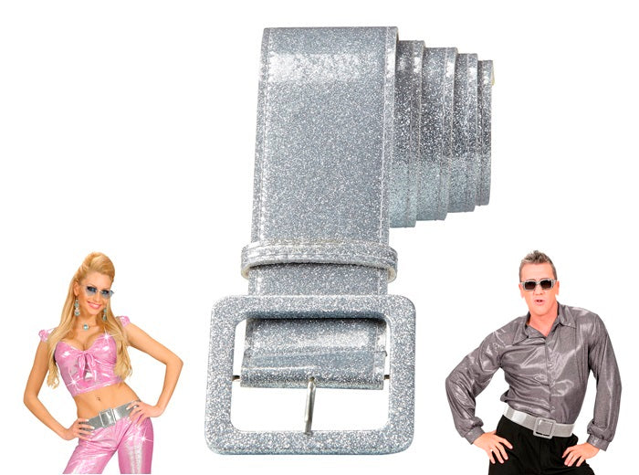 ceinture à paillettes argent luxe 120cm