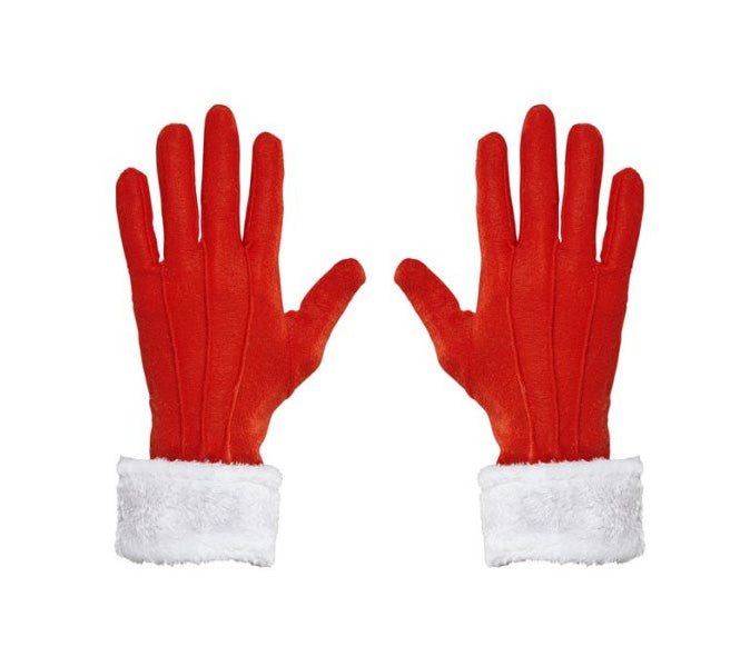 paire de gants père noël avec bordure peluche