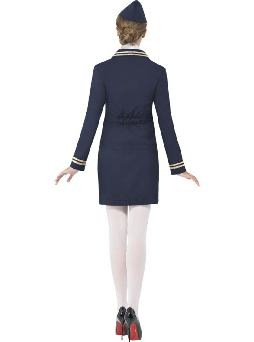 Déguisement hôtesse de l'air bleu femme