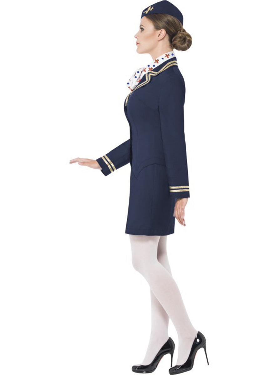 Déguisement hôtesse de l'air bleu femme
