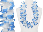 collier de 40 fleurs épais tahiti bleu blanc 110mm