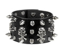 Bracelet punk à pics et têtes de mort