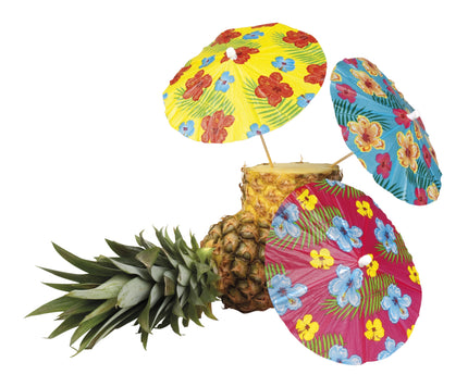 6 parapluies décoratifs hawaïens - Hibiscus