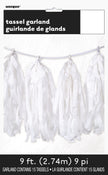 Guirlande pompons à franges de soie blanche - Gamme Couleur Unie