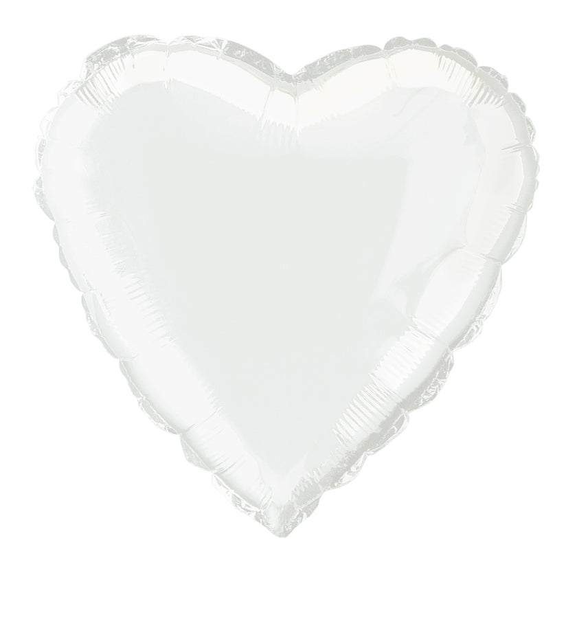 Ballon en aluminium en forme de cœur blanc
