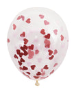 5 ballons en latex de 40 cm avec confettis en forme de cœur