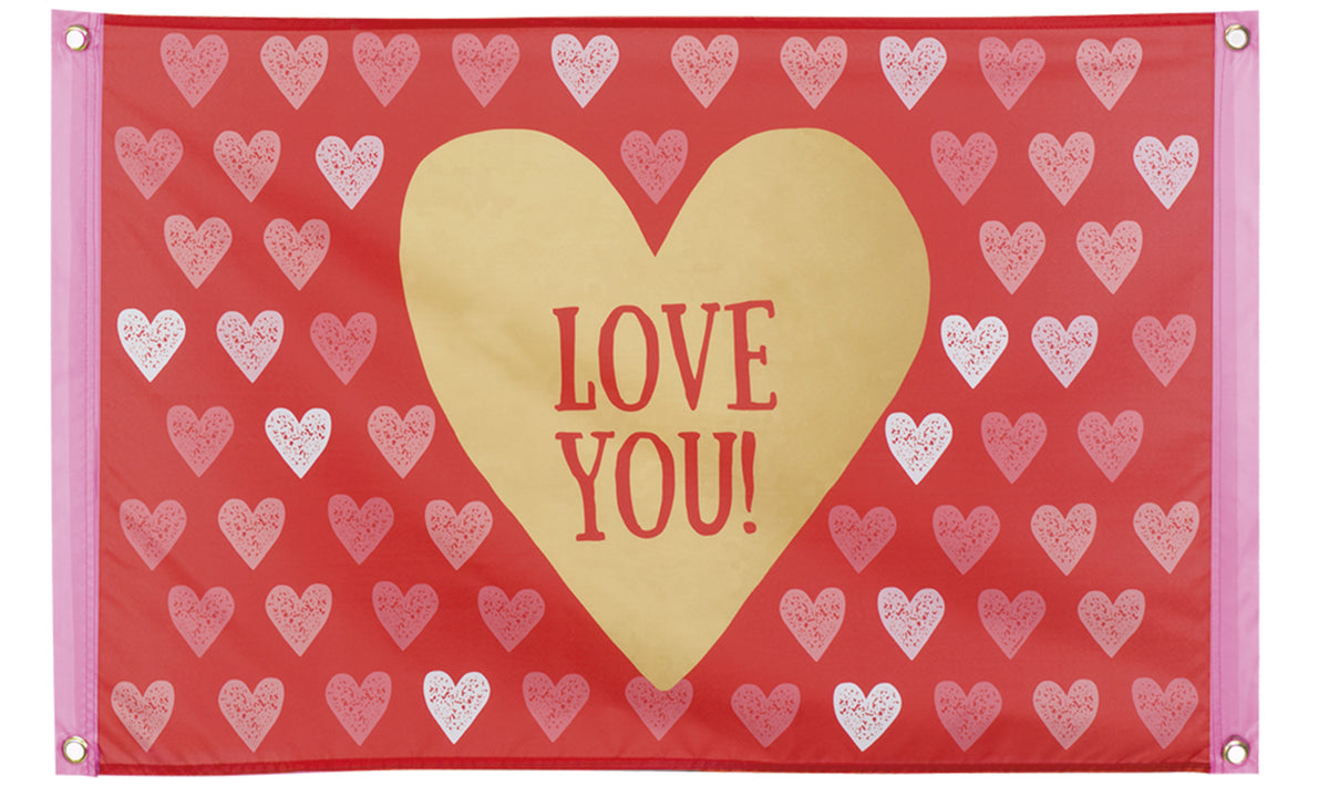 Banderole en tissus avec cœurs – Love You