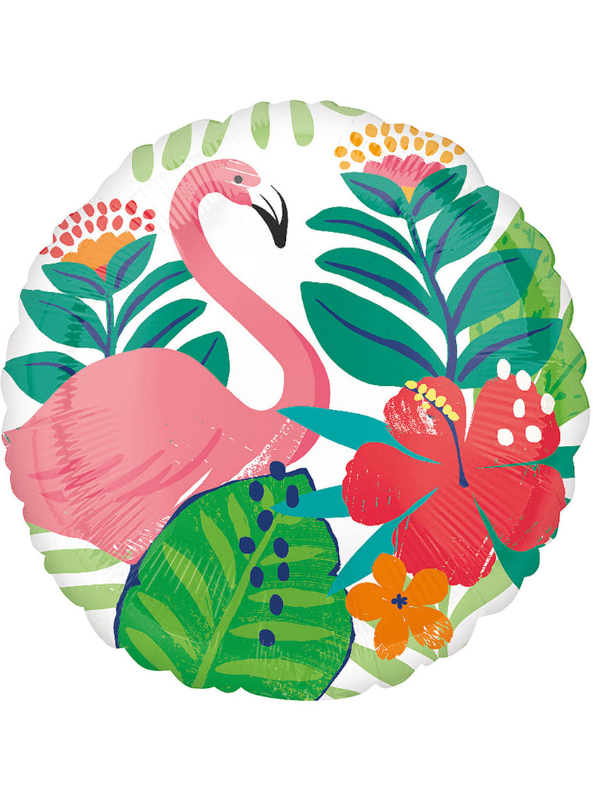 Ballon rond en aluminium flamant rose hawaïen