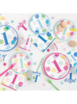Ballon aluminium (46 cm) bleu premier anniversaire - Blue Dots 1st Birthday