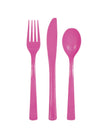 18 couverts roses en plastique - Gamme couleur unie