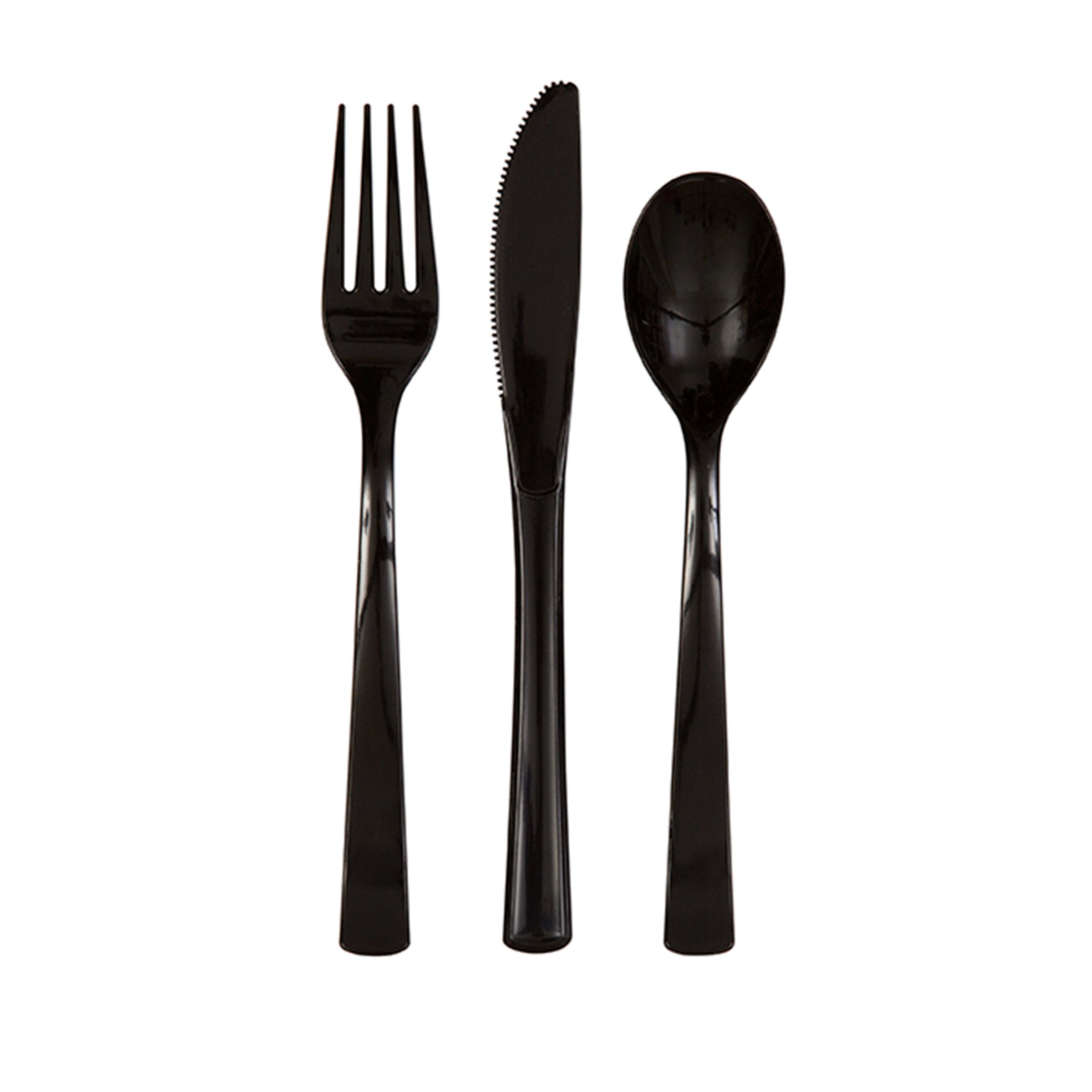 18 couverts en plastique noirs