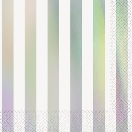 16 serviettes iridescentes à rayures (33x33 cm)