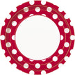 8 assiettes rouge à pois blancs (23 cm) - Gamme couleur unie