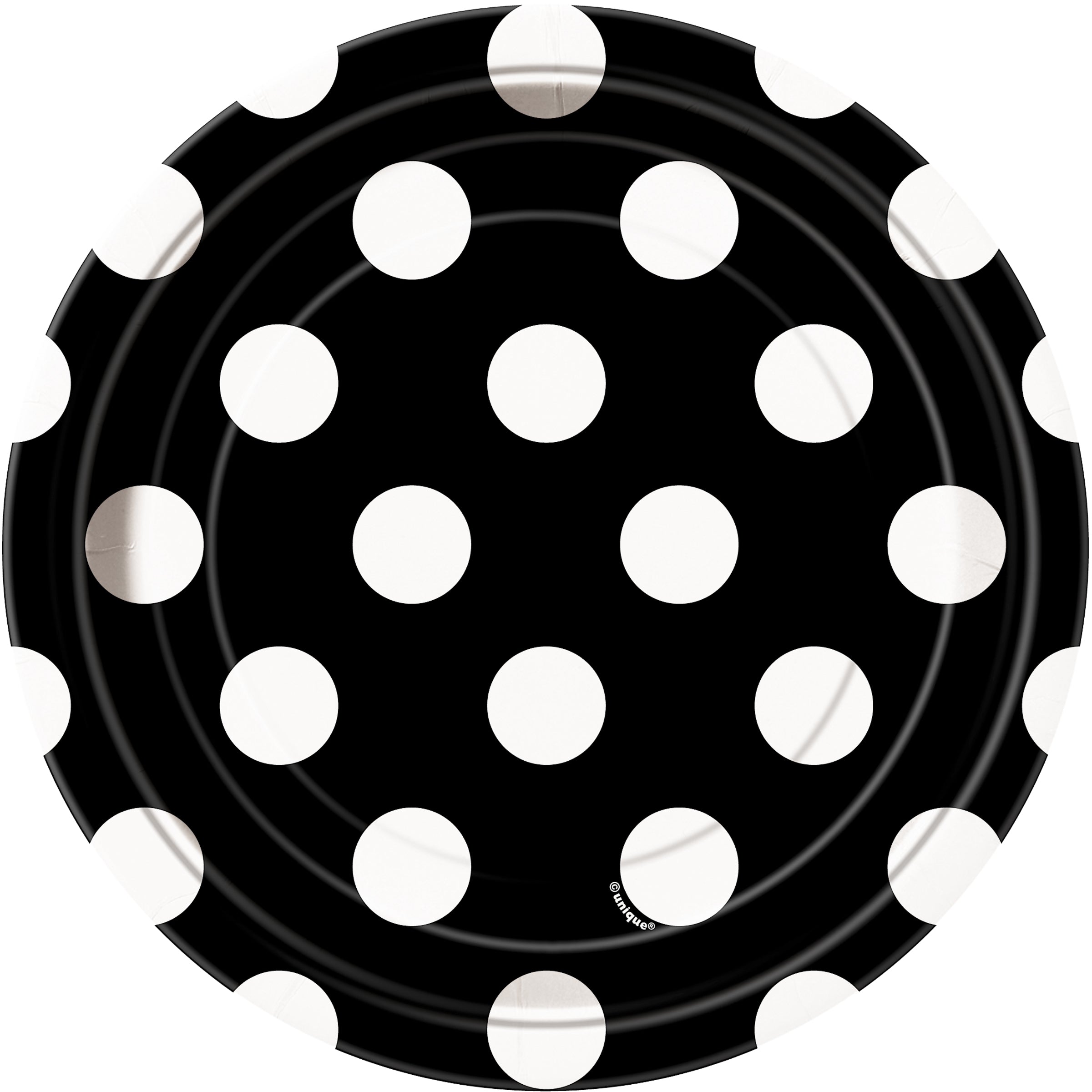 8 petites assiettes noires à pois blancs  (18 cm)
