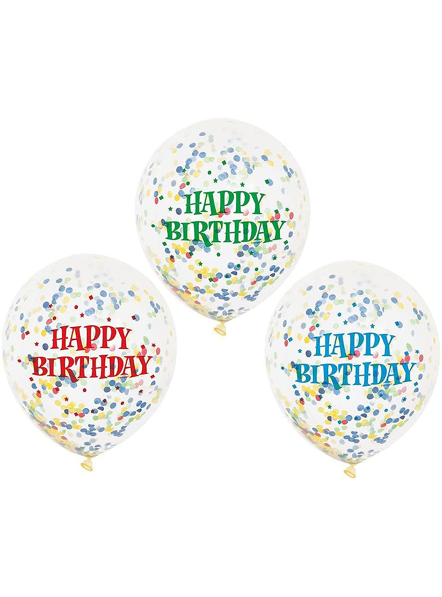 6 ballons en latex avec confettis (30 cm)