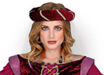 chapeau médiéval bordeaux avec voile femme