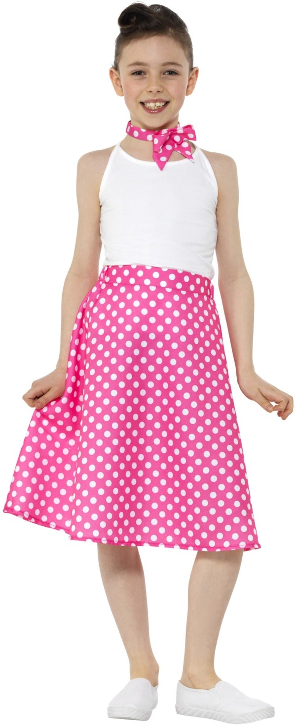 Jupe années 50 rose à pois fille