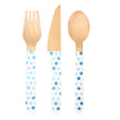 24 couverts en bois - Little Star Blue