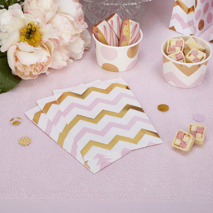 25 sachets en papier zigzag rose et doré - Pattern Works