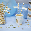 30 autocollants pour pailles bleus et dorés - Pattern Works