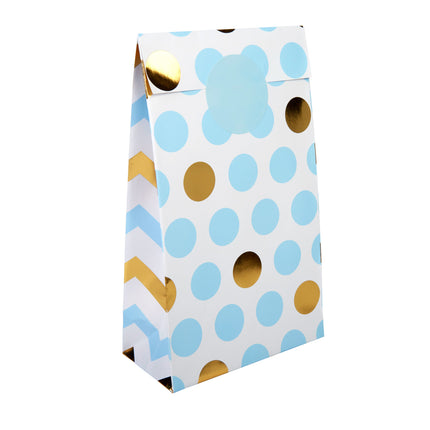 5 sachets en papier à pois bleus et dorés  - Pattern Works