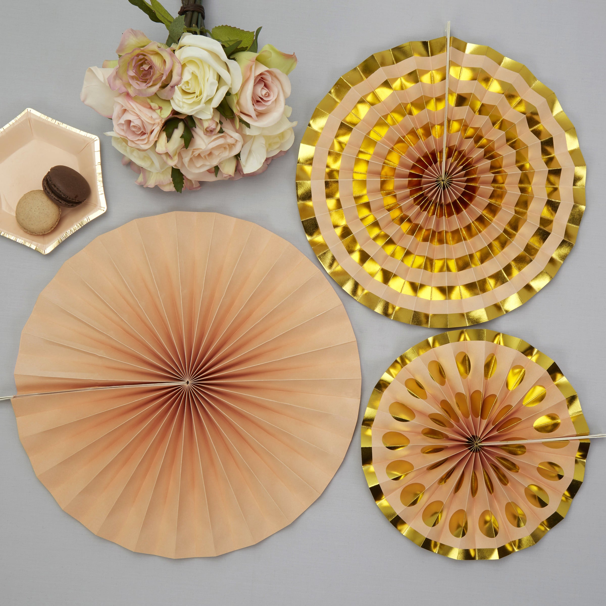 3 rosaces en papier doré - Colour Block Marble