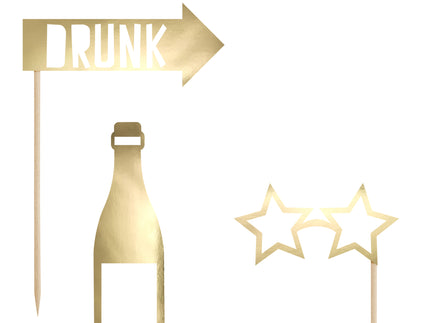 8 accessoires dorés pour photobooth - Happy New Year Collection