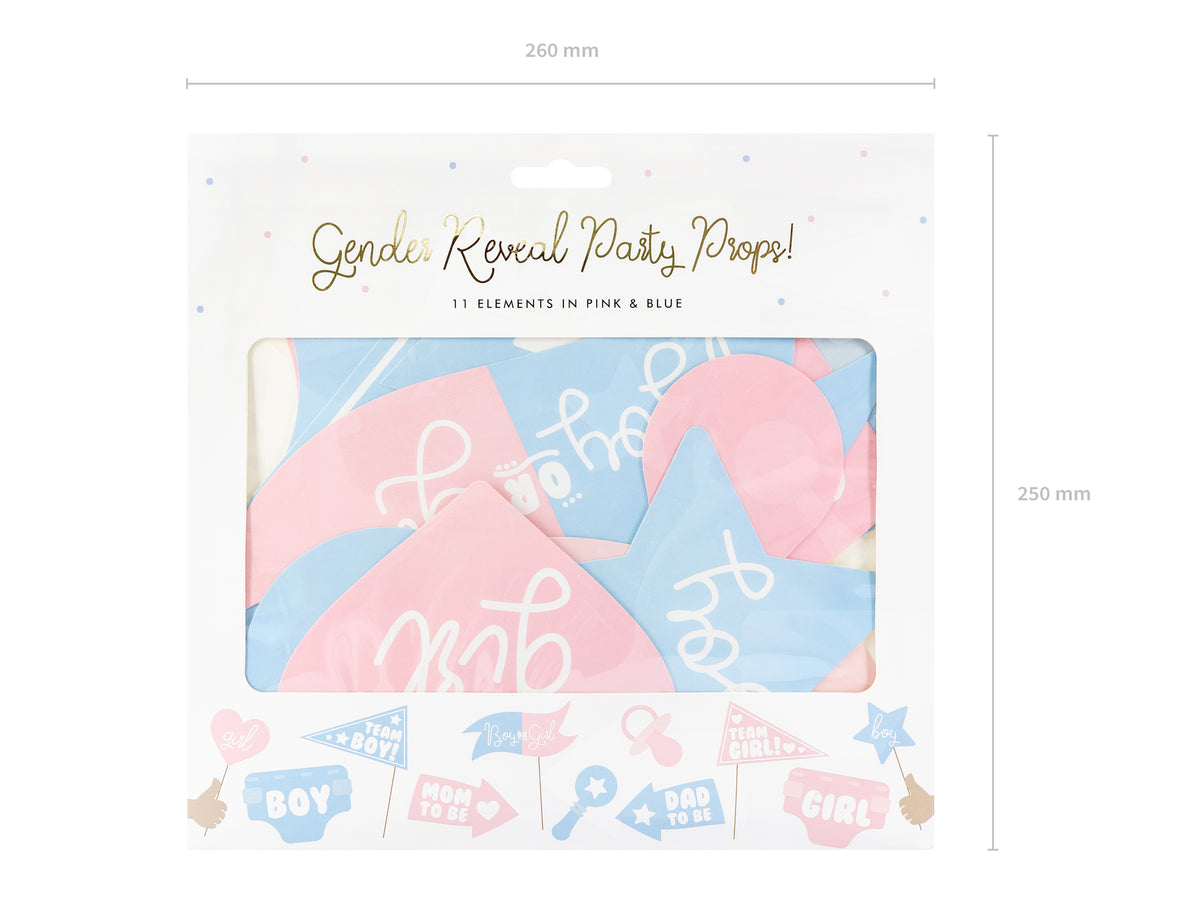 11 pièces variés bleu et rose de baby shower pour photobooth - Gender Reveal Party
