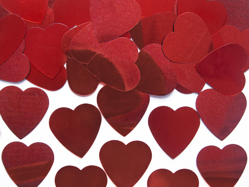 Confettis en forme de cœur rouge métallique de 25 mm pour la table - Valentine’s Day