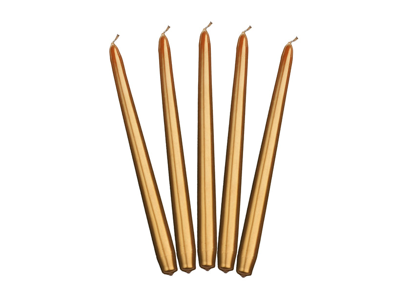 10 bougies dorées de 24 cm