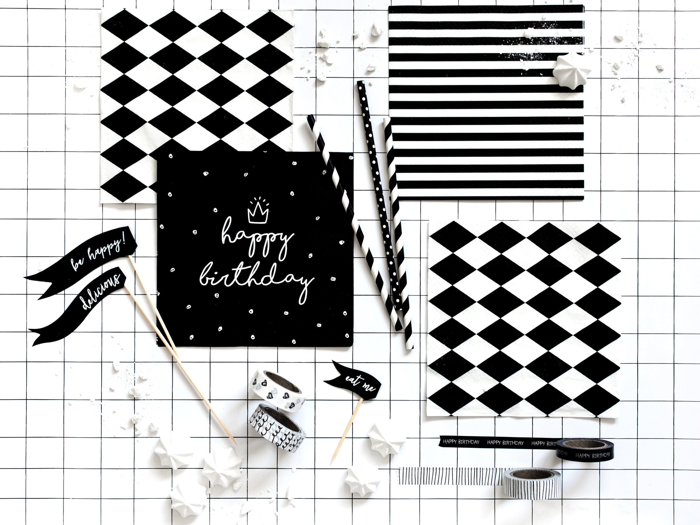 20 serviettes noires 