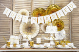 20 serviettes blanches à pois dorés en papier - First communion