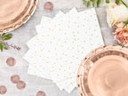 20 serviettes blanches à pois dorés en papier - First communion