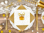 20 serviettes blanches à pois dorés en papier - First communion