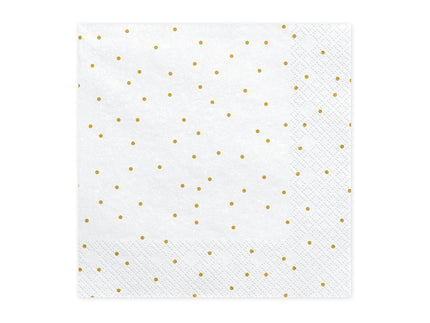 20 serviettes blanches à pois dorés en papier - First communion