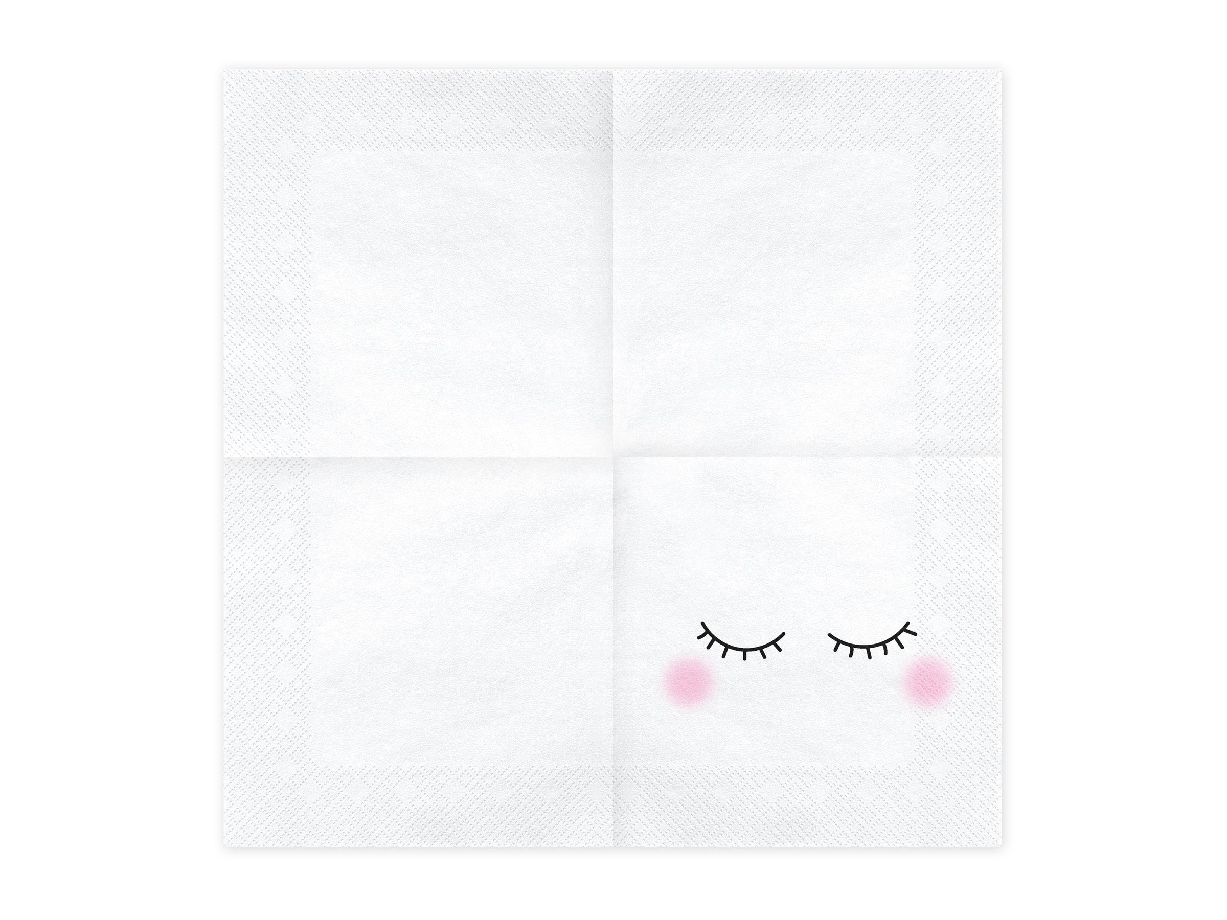 20 serviettes blanches à motifs en papier - Unicorn