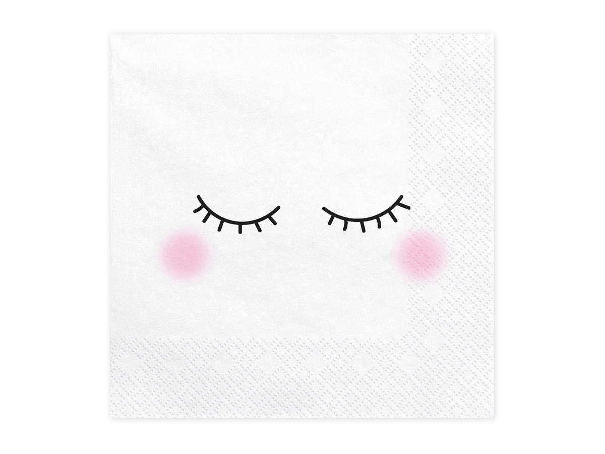 20 serviettes blanches à motifs en papier - Unicorn