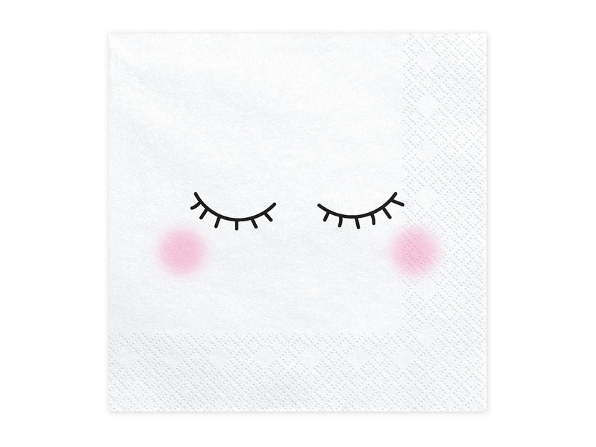 20 serviettes blanches à motifs en papier - Unicorn