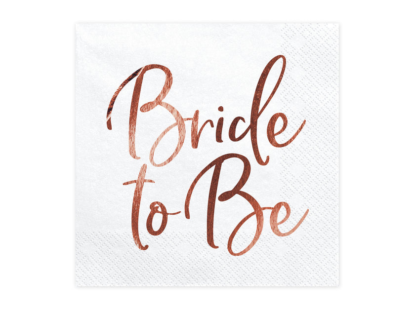 20 serviettes blanches motifs en rose gold 