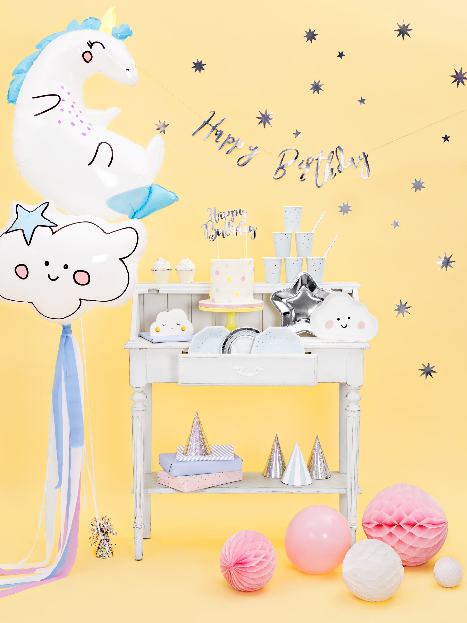 20 serviettes blanches en forme de nuage en papier - Little Plane