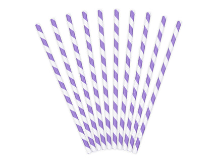 10 pailles lilas à rayures blanches en papier - Space Party