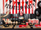 10 pailles rouges à rayures blanches en papier - Pirates Party